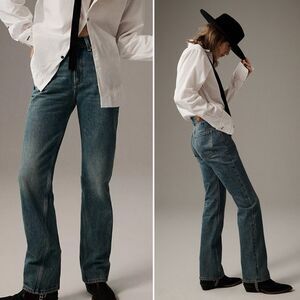 We The Free People Xena Slim Straight Denim Jeans 27 Blue High Rise Vintage New